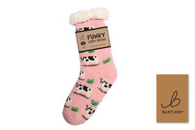 SHERPA SOCKS - BLACK & WHITE COW, SIZE 4-8 SHERPA SOCKS - BLACK & WHITE COW, SIZE 4-8
