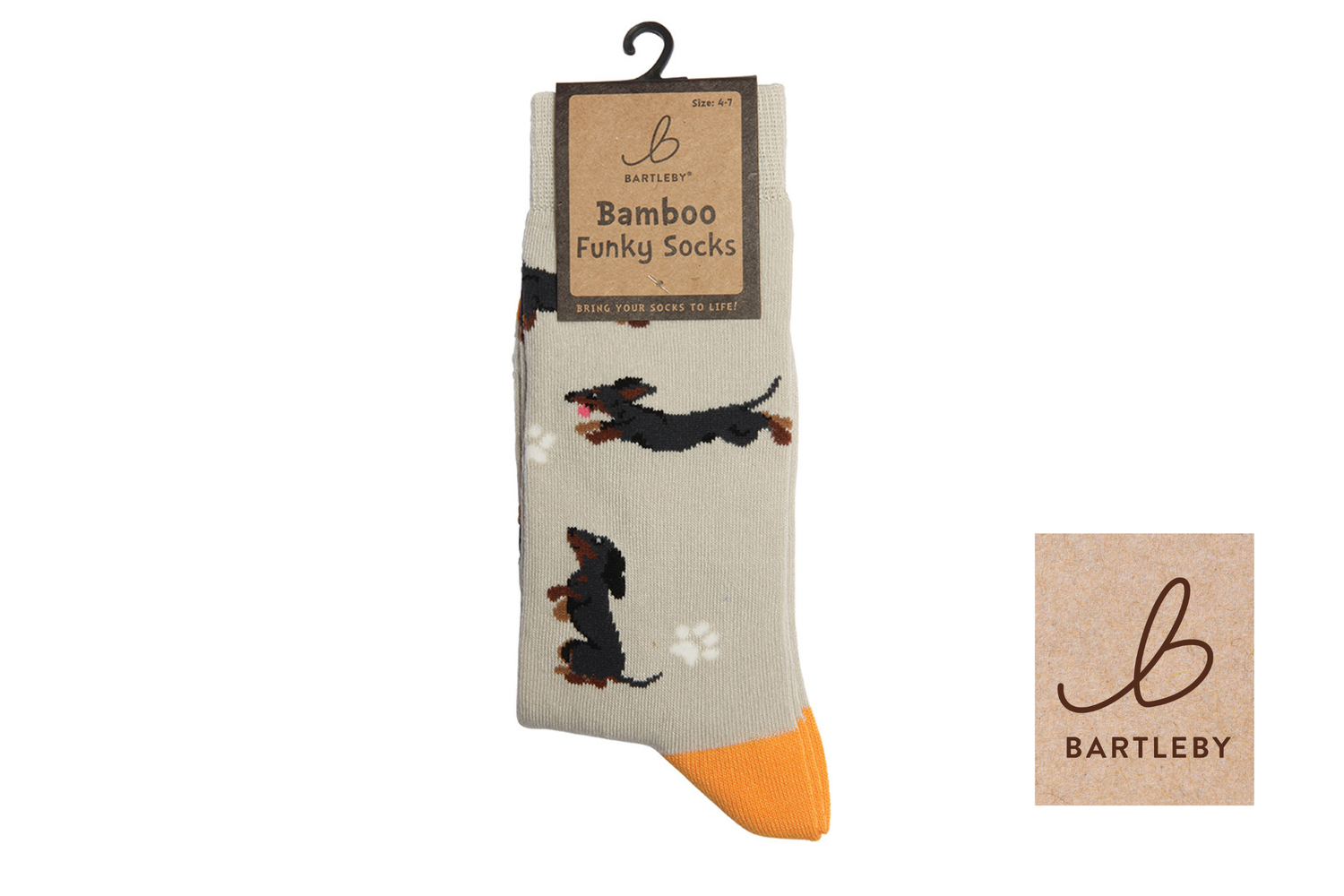 FUNKY BAMBOO SOCKS - SAUSAGE DOGGIE , SIZE 4-7