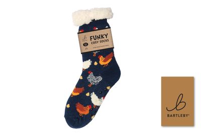 SHERPA SOCKS - COLOURFUL CHICKENS, SIZE 4-8 SHERPA SOCKS - COLOURFUL CHICKENS, SIZE 4-8