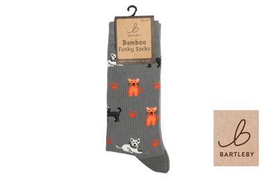 FUNKY BAMBOO SOCKS - CRAZY CATS, SIZE 4-7 FUNKY BAMBOO SOCKS - CRAZY CATS, SIZE 4-7