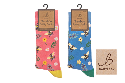 FUNKY BAMBOO SOCKS - FLORAL BEE, ASSORTED, SIZE 4-7 FUNKY BAMBOO SOCKS - FLORAL BEE, ASSORTED, SIZE 4-7