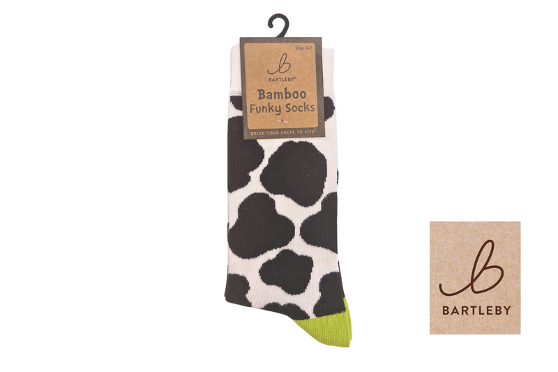 FUNKY BAMBOO SOCKS - COW PATCH, SIZE 4-7 FUNKY BAMBOO SOCKS - COW PATCH, SIZE 4-7