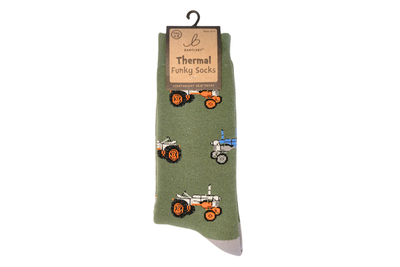 FUNKY THERMAL SOCKS -  RETRO TRACTOR , SIZE 6-11