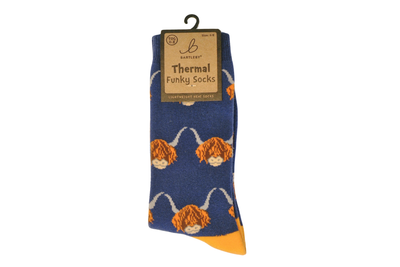 FUNKY THERMAL SOCKS - HIGHLAND COW, SIZE 4-8