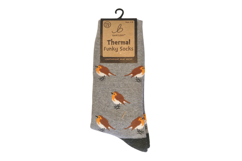 FUNKY THERMAL SOCKS - GARDEN ROBIN, SIZE 4-8