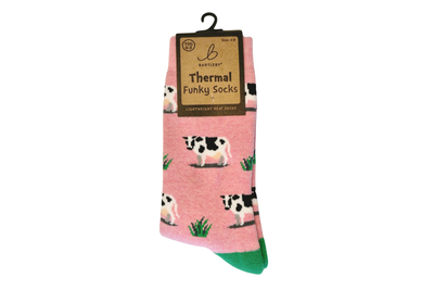FUNKY THERMAL SOCKS - GRAZING COW, SIZE 4-8 FUNKY THERMAL SOCKS - GRAZING COW, SIZE 4-8