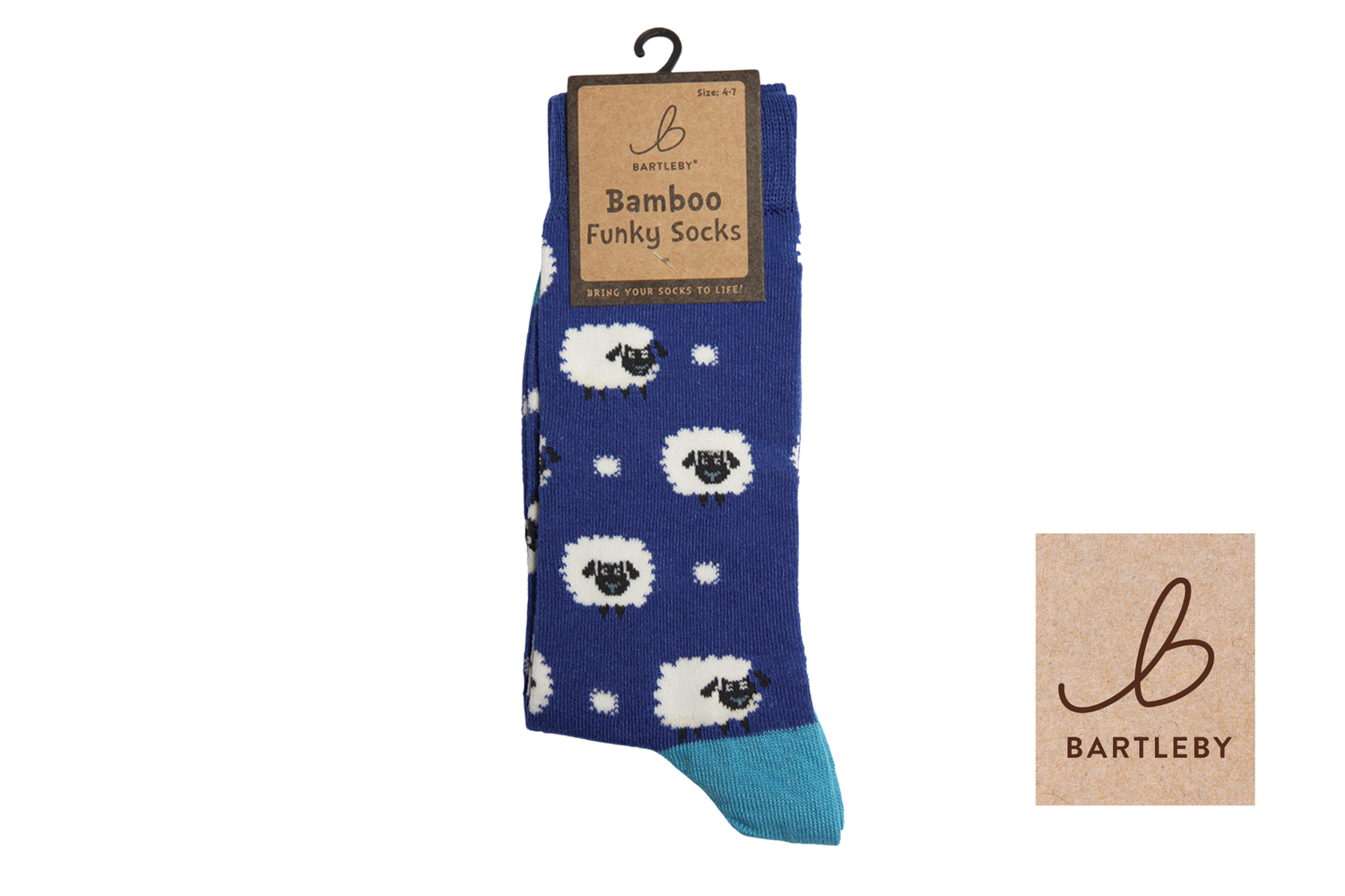 FUNKY BAMBOO SOCKS - SHEEP, SIZE 4-7