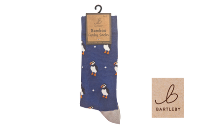 FUNKY BAMBOO SOCKS -   PUFFINS, SIZE 6-11