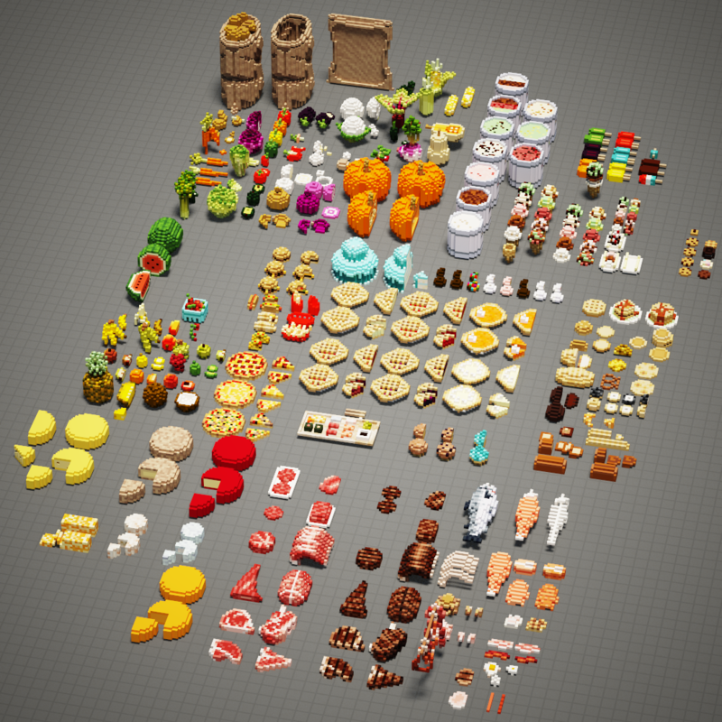 1x1 Scale Food Asset Pack [189 Unique Objects]