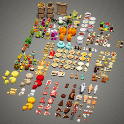 1x1 Scale Food Asset Pack [189 Unique Objects]
