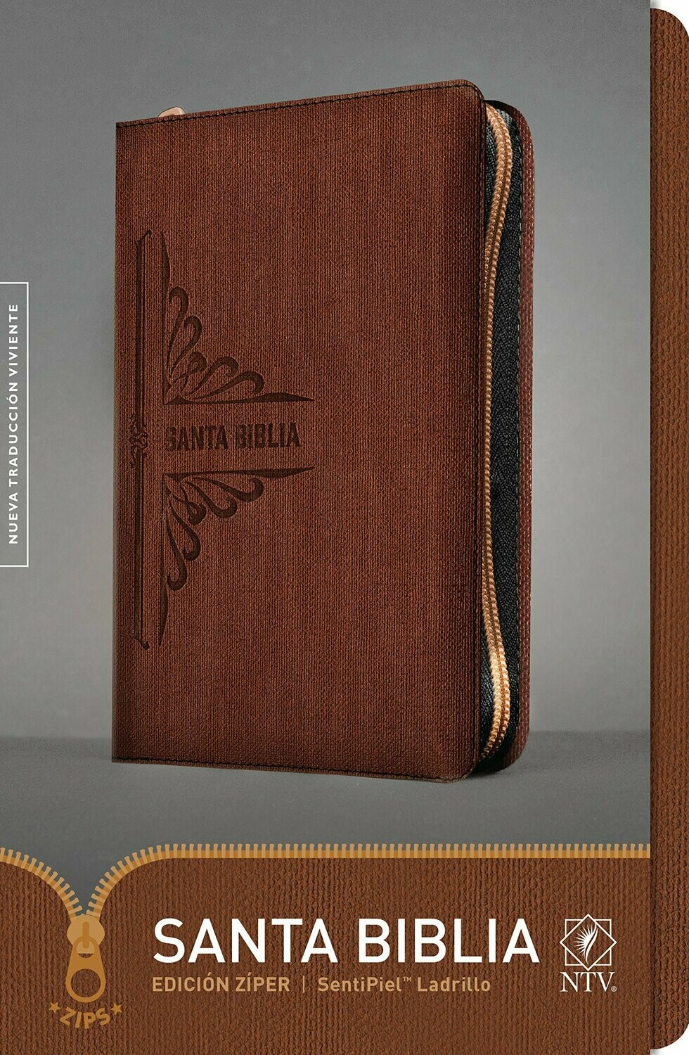 Biblia NTV, Edición zíper,SentiPiel, Ladrillo (Free Shipping)