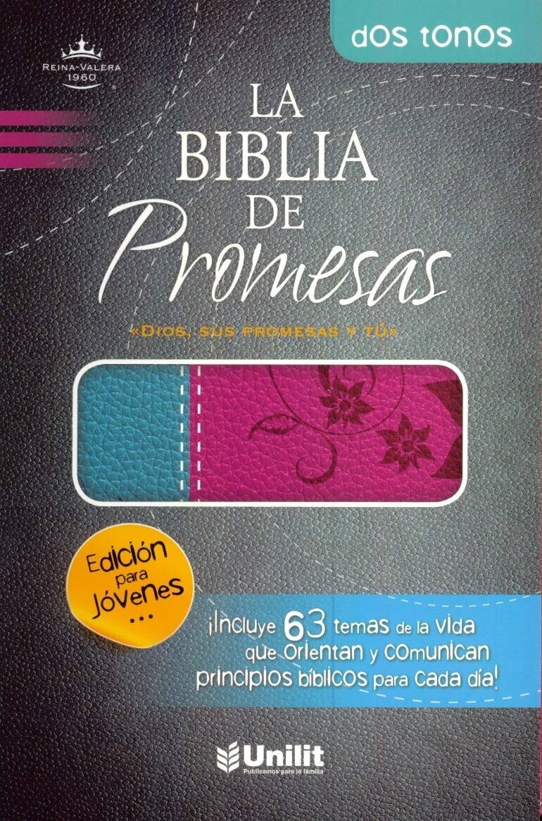 Biblia RV60 Promesas, Edición para Jóvenes, piel especial, duotono turquesa y rosa (Free Shipping)