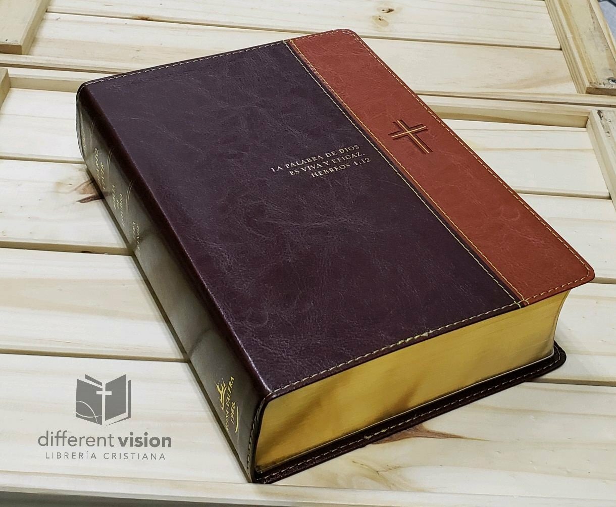 Biblia de Estudio Diario Vivir RVR60, letra grande,SentiPiel Café(Free Shipping)