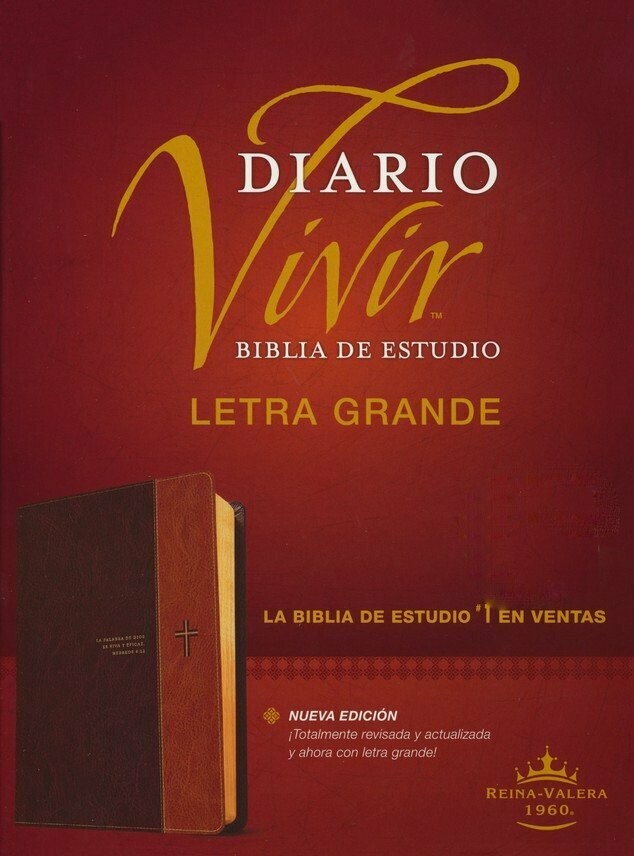 Biblia de Estudio  Diario Vivir RVR60, letra grande,SentiPiel Café(Free Shipping)