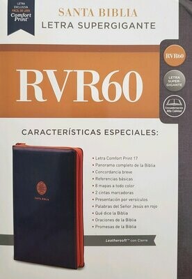 Biblia Letra Súper Gigante, Leathersoft c/Cierre RV60 (Free Shipping)