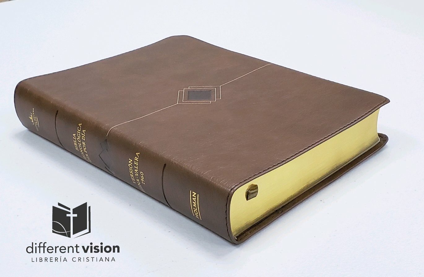Biblia Cronológica, día por día, marrón símil Piel RVR 1960