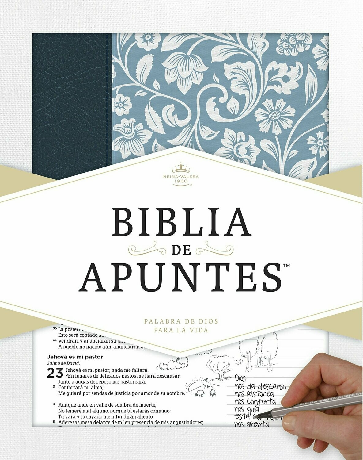 Biblia de apuntes RVR 1960 - Azul - Piel genuina y tela impresa (Free Shipping)