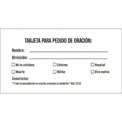 Tarjeta para peticion de oracion (100)