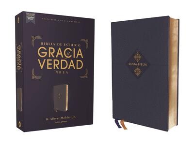 NBLA Biblia de Estudio Gracia y Verdad Azul Marino Piel (Free Shipping)