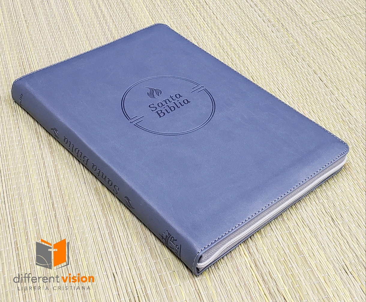 Biblia RVR60, Edición zíper con referencias, letra grande SentiPiel, Gris (Free Shipping)