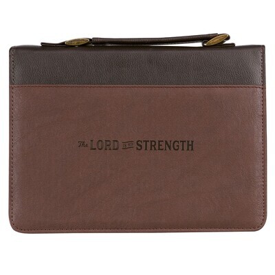 Cover (Large) The LORD is My Strength Brown Faux Leather Classic - Exodus 15:2