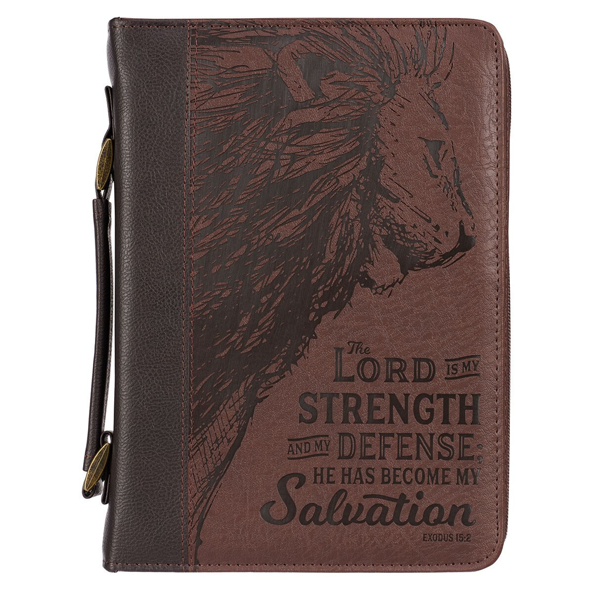 Cover (Large) The LORD is My Strength Brown Faux Leather Classic - Exodus 15:2