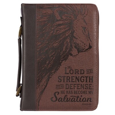 Cover The LORD is My Strength Brown Faux Leather Classic Large - Exodus 15:2