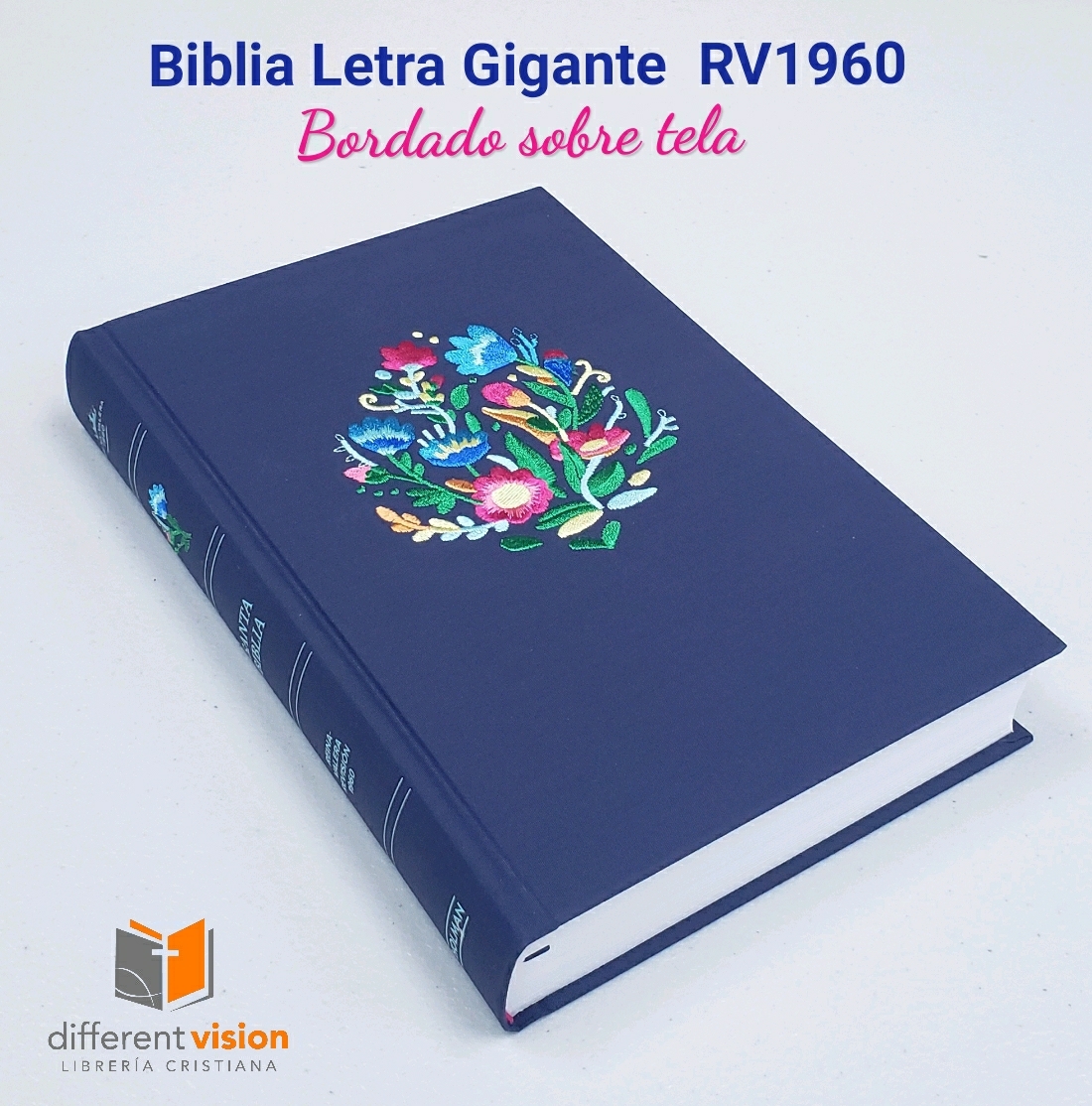 Biblia Letra Gigante bordado sobre tela RV1960 (Free Shipping)