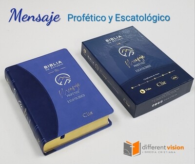 Biblia de Estudio del Mensaje Profético y Escatológico, Leathersoft Blue (Free Shipping)