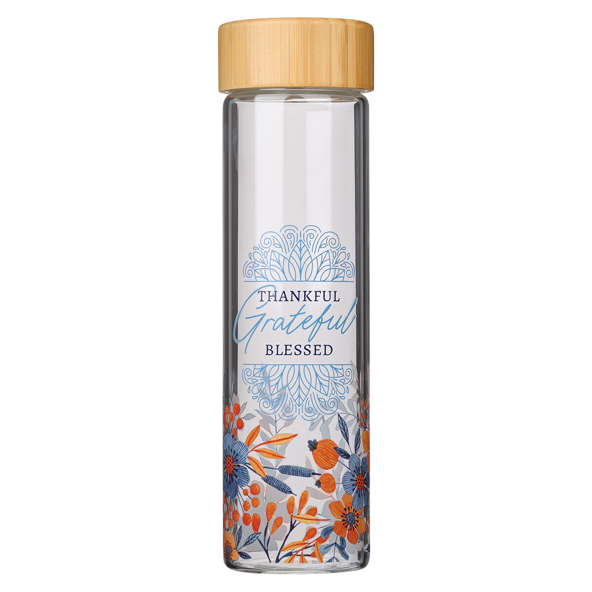 Water Bottle Thankful Grateful Blessed Glass