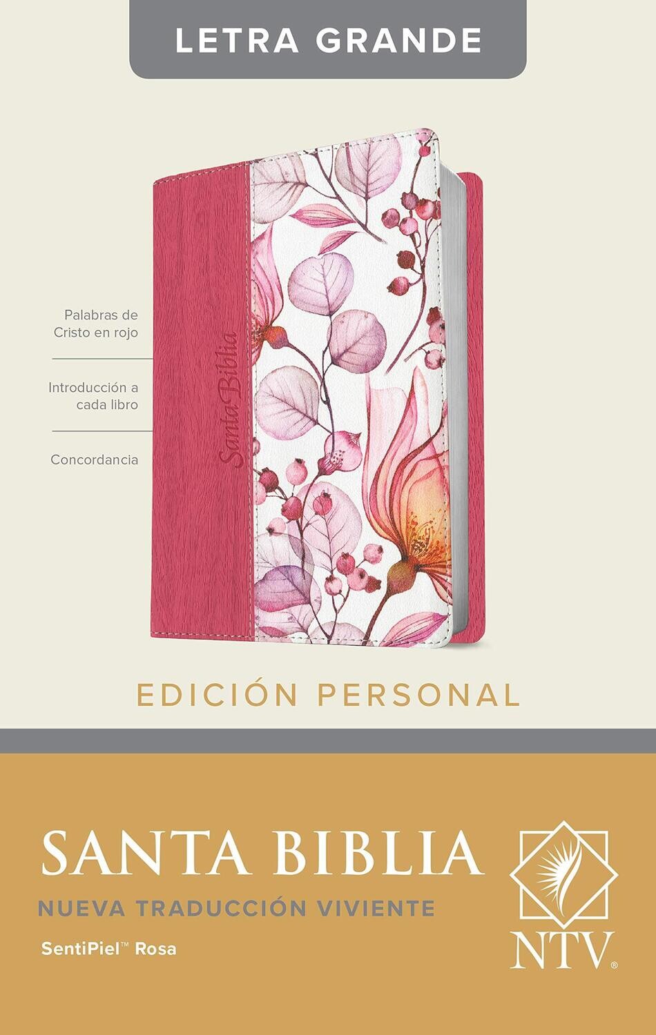 Santa Biblia NTV, Edición personal, letra grande SentiPiel, Rosa  (Free Shipping)