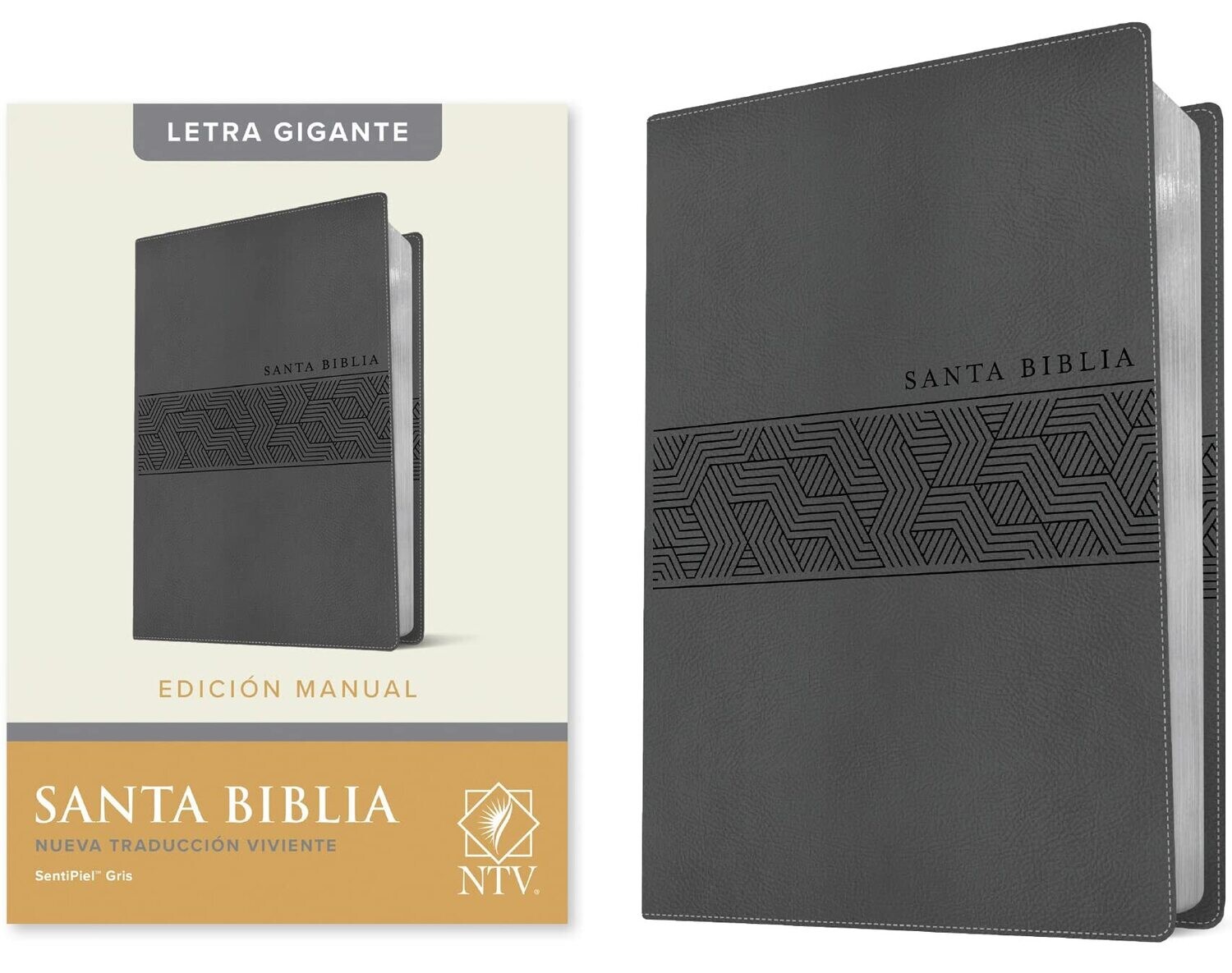 Santa Biblia NTV,  SentiPiel Gris, letra gigante(Free Shipping)