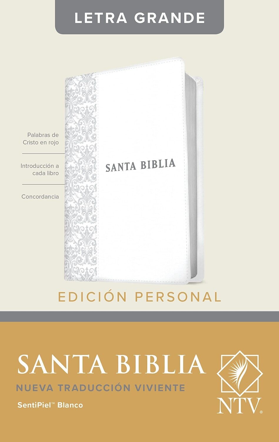 Santa Biblia NTV, Edición personal, letra grande SentiPiel, Blanca (Free Shipping)