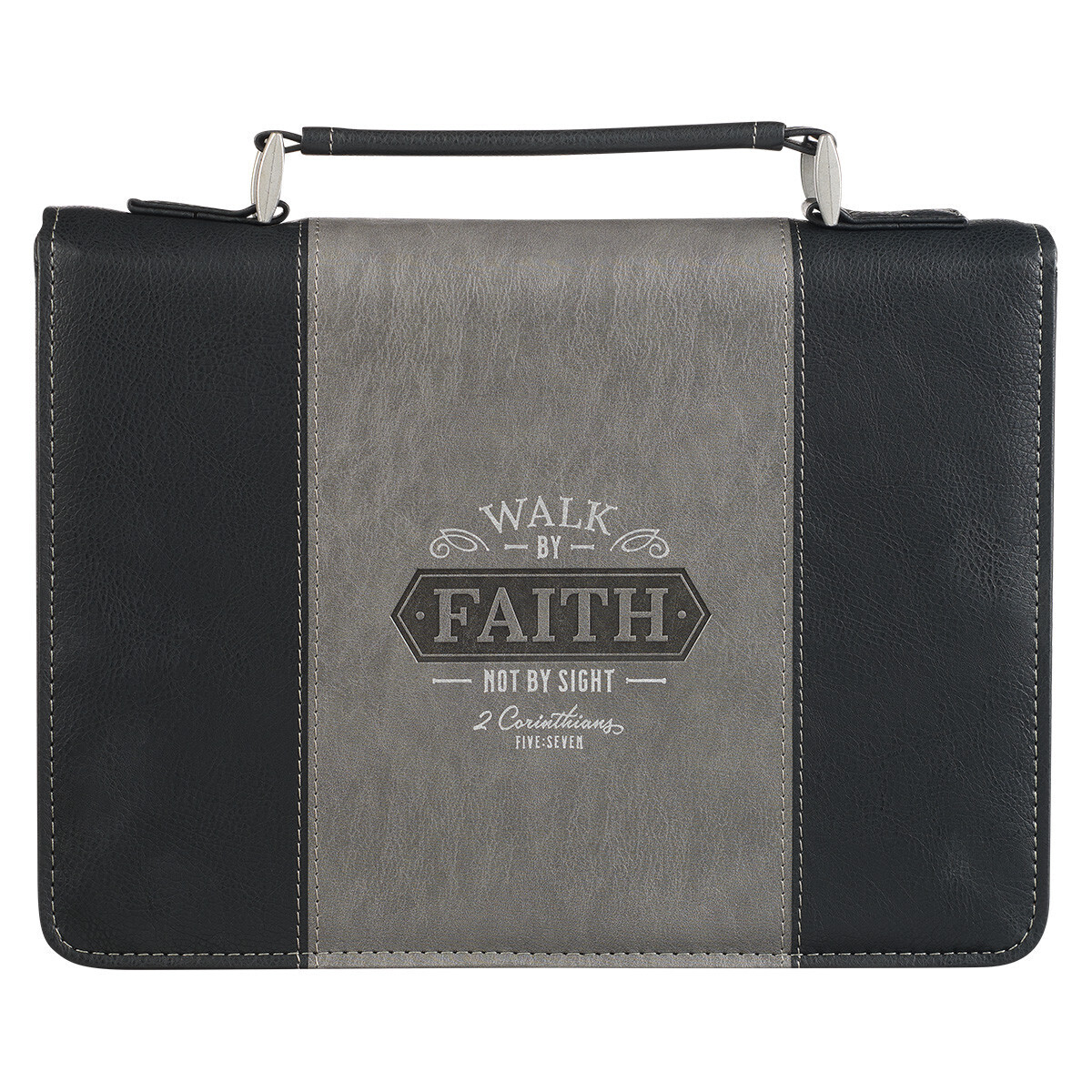 Cover (Medium) para Biblia: Walk by Faith, Negro y Gris Imitación Cuero