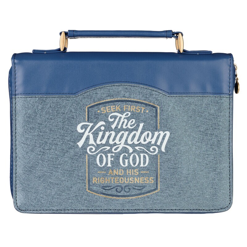 Cover de Biblia Medium: The Kingdom of God, Azul Imitación Cuero