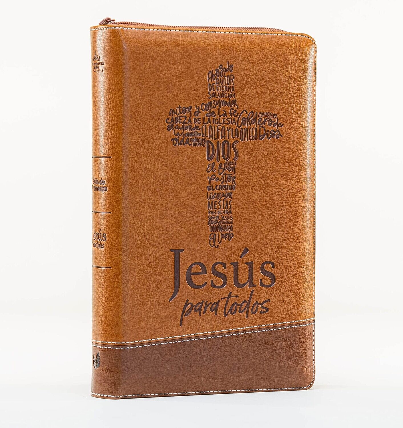 Biblia de Promesas RVR60 Jesús para todos. (Free Shipping)  Piel especial con cierre Café Letra Grande