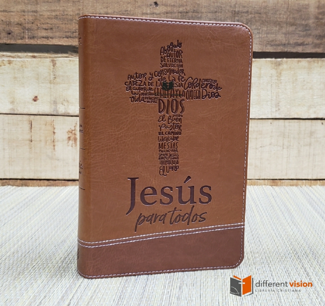 Biblia de Promesas RVR60: Jesús para todos. Imitación Piel: Café (Free Shipping) Letra Grande