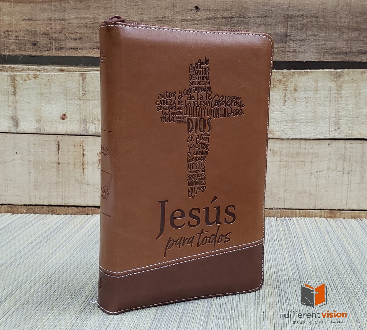 Biblia de Promesas RVR60 Jesús para todos. (Free Shipping)  Piel especial con cierre Café Letra Grande