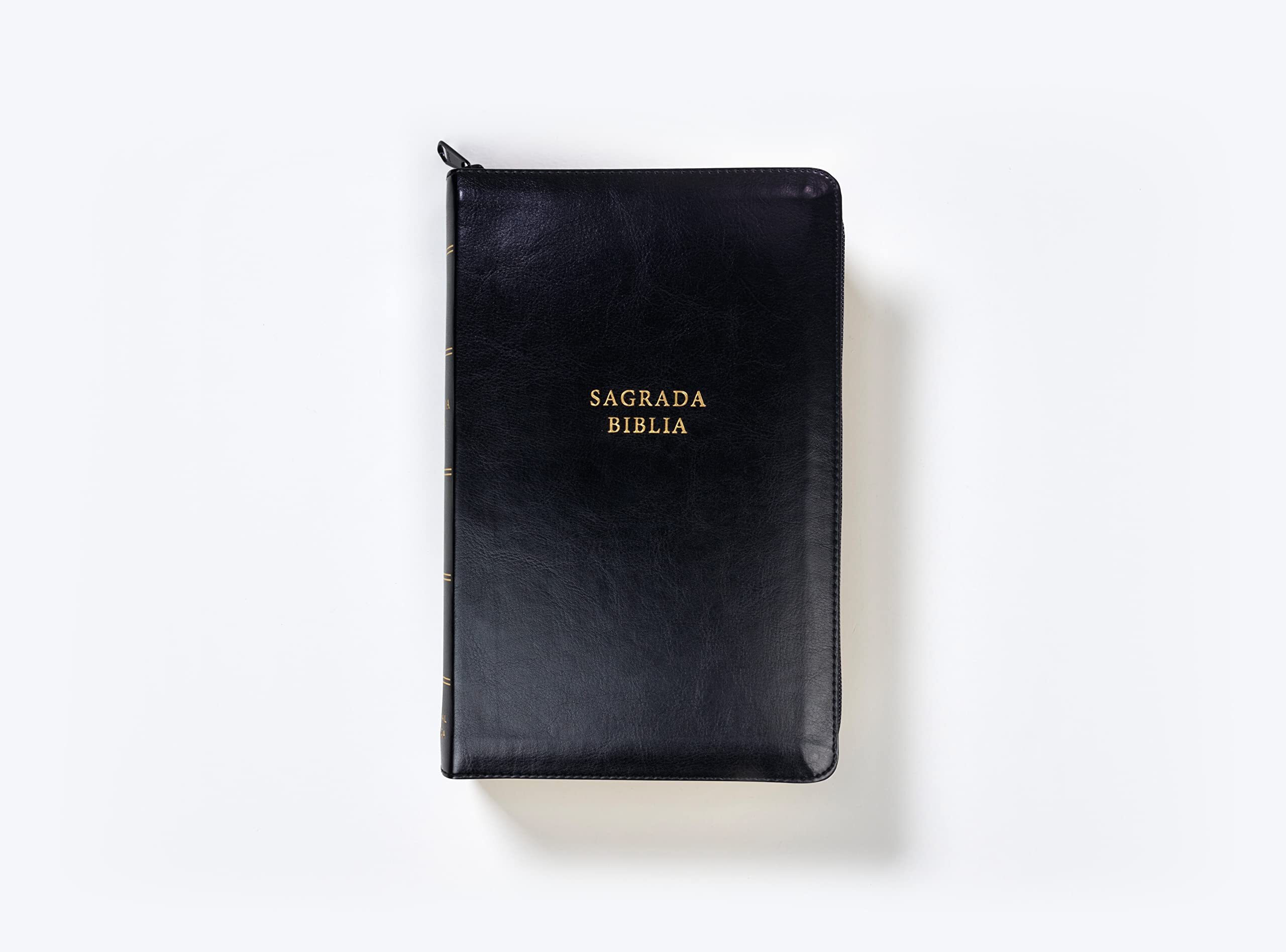 Biblia Católica, Tamaño personal, Leathersoft, Negra, Con cierre (Free Shipping)