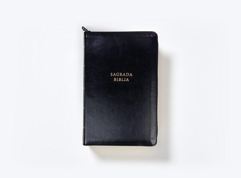 Biblia Católica, Tamaño personal, Leathersoft, Negra, Con cierre (Free Shipping)