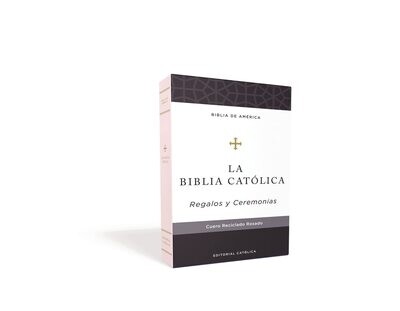 Biblia Católica, Regalos y Ceremonias, color Rosa, Cuero Reciclado (Free Shipping)