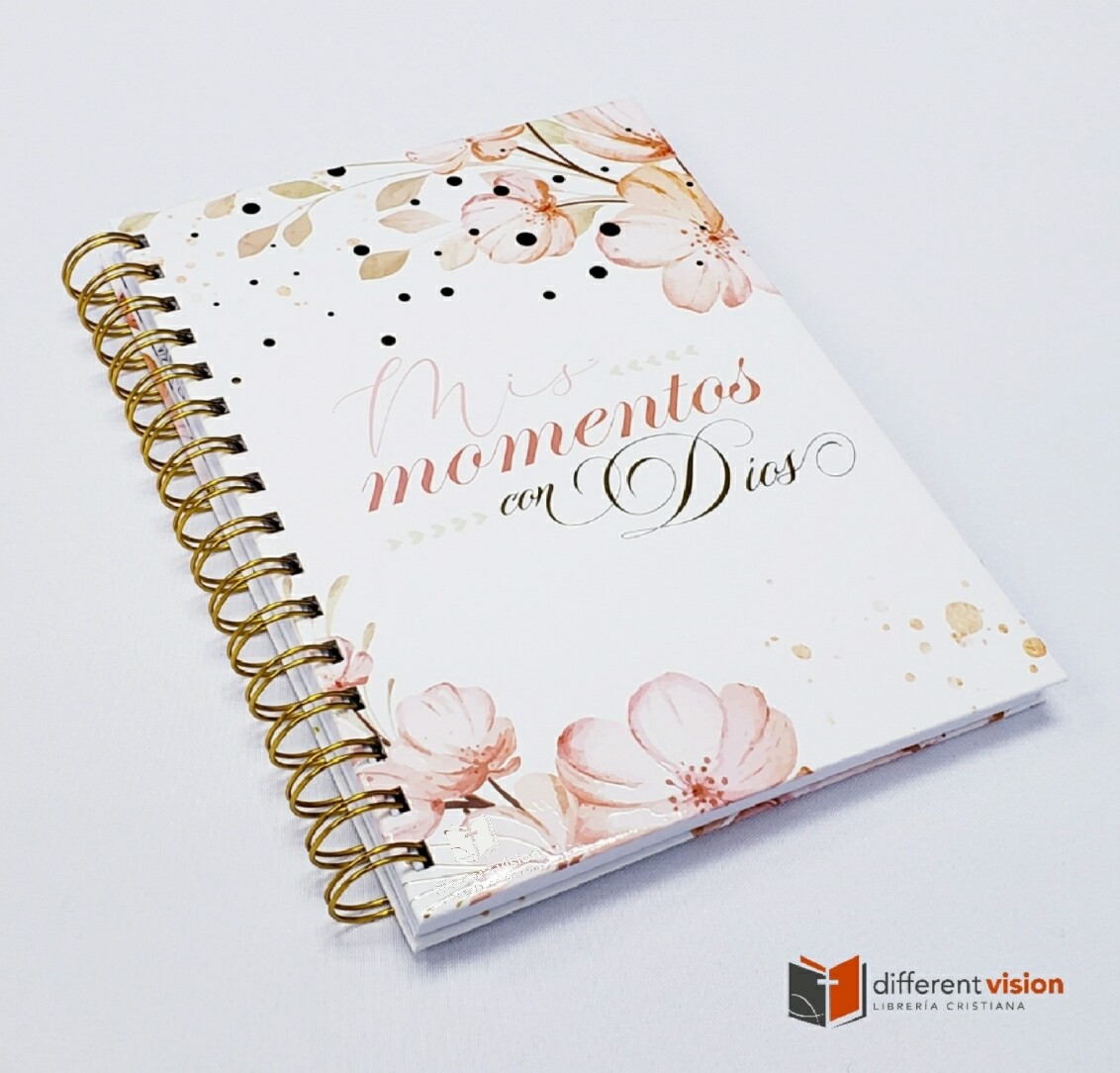 Libreta Diario Mis momentos con Dios. Floral rosa