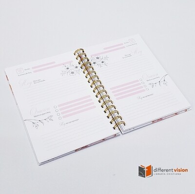 Libreta Diario Mis momentos con Dios. Floral turquesa/rosa