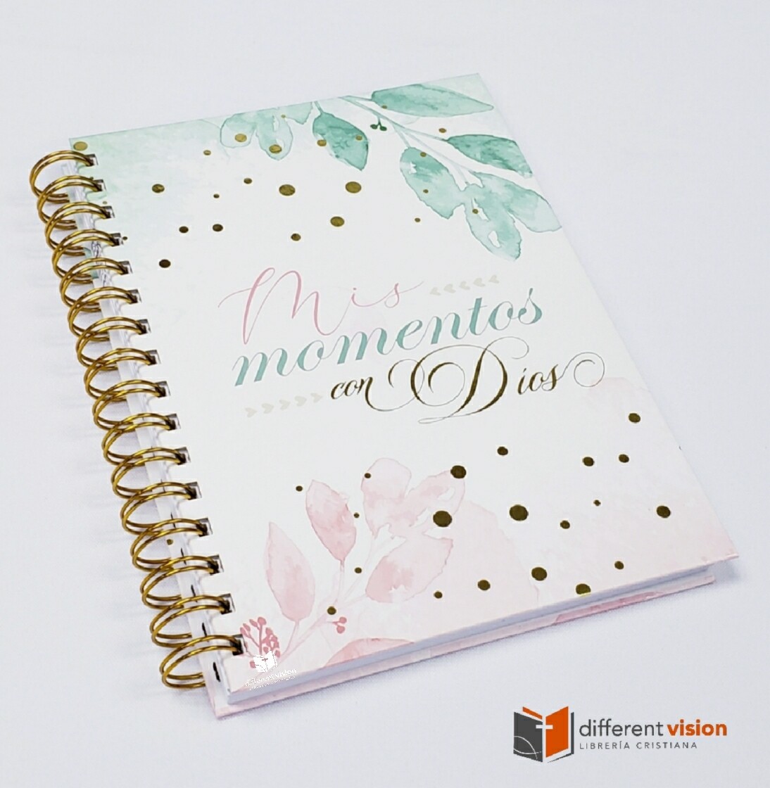 Libreta Diario Mis momentos con Dios. Floral turquesa/rosa