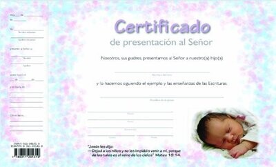 Paquete Certificados de Presentacion de Niños (Pack of 12)