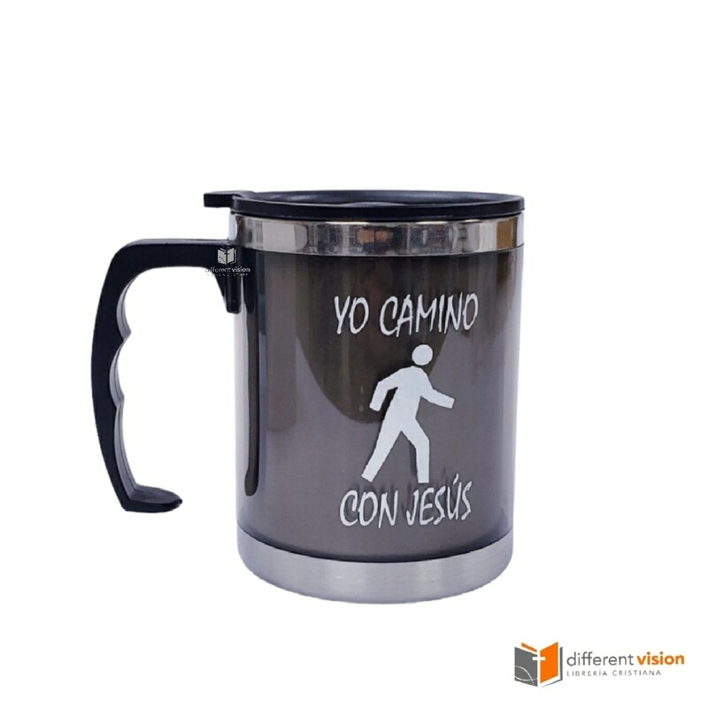 Taza de acero inoxidable: Yo camino con Jesús