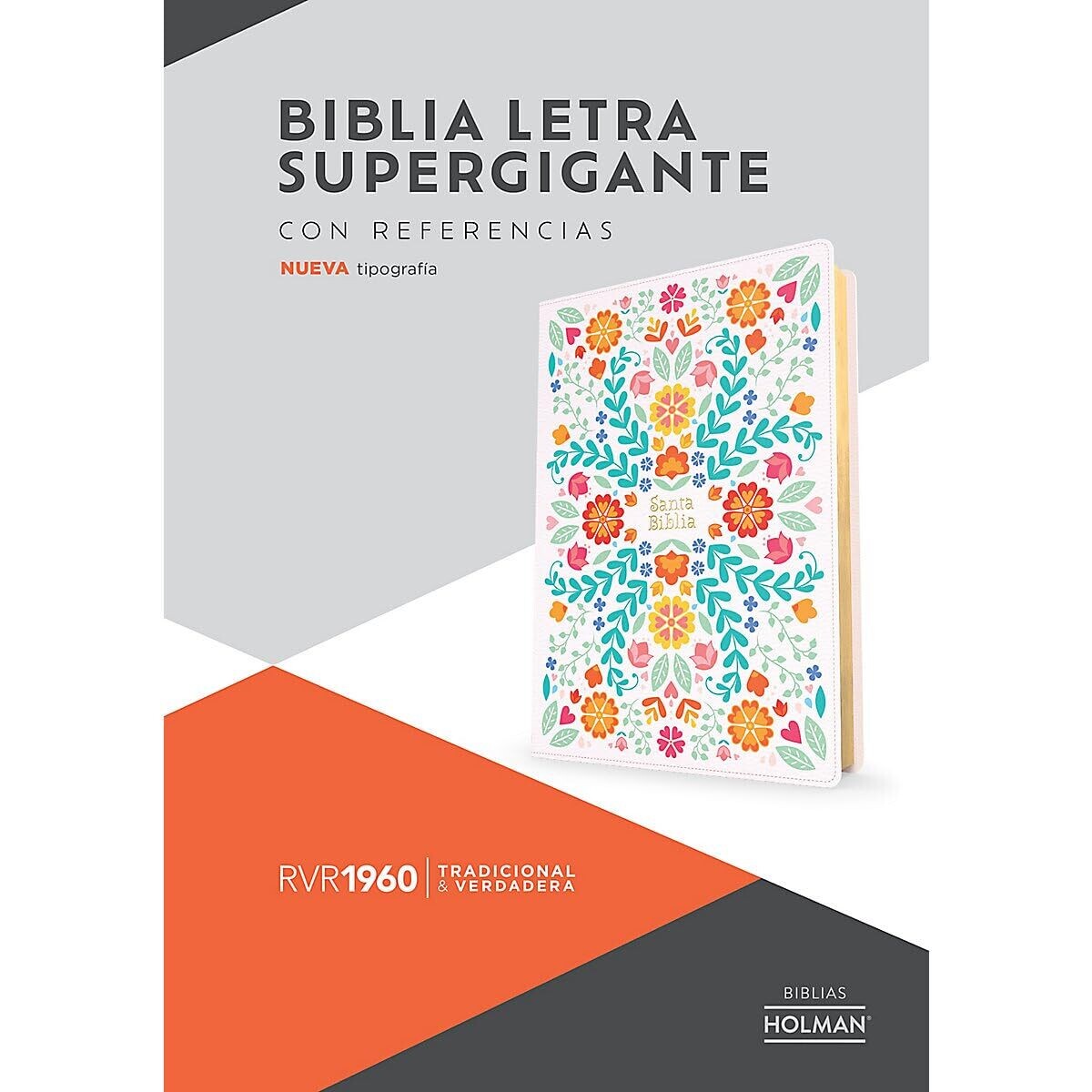 RVR 1960 Biblia Letra Supergigante: Floreada Símil piel (Free Shipping)