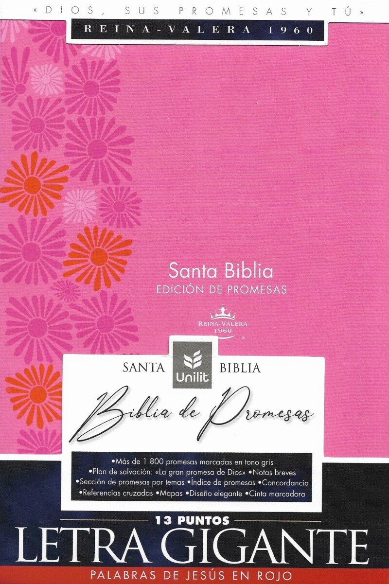 Biblia de Promesas RV1960 - Letra Gigante/Piel/ Índice con Cierre -Rosa Floral (Free Shipping)