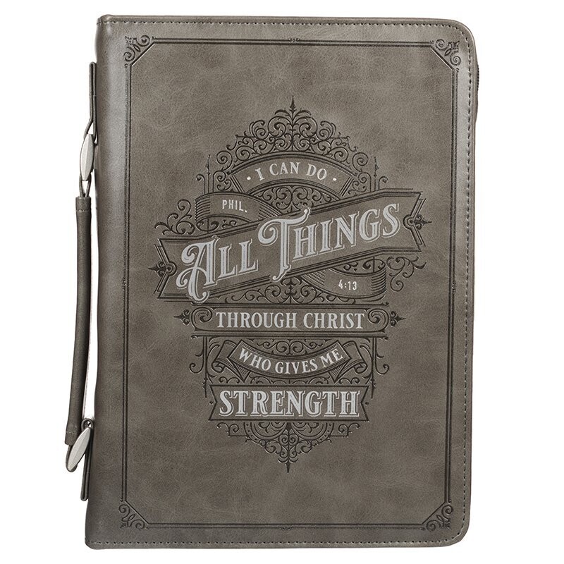 Cover (Large) para Biblia: I can do all things, Gris Imitación Cuero