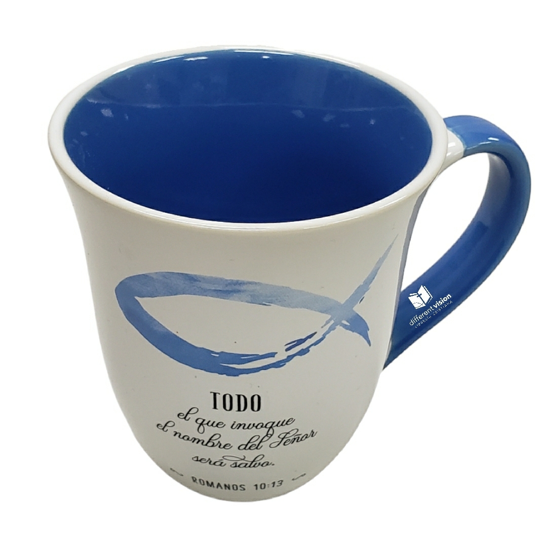Taza grande: Colección Primavera - Romanos 10:13 (Todo el que invoque)